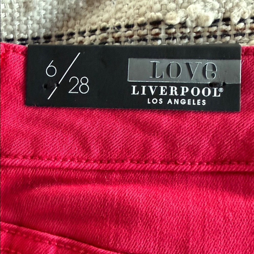 NWT Liverpool Lollipop Red Abby High Rise Ankle Skinny denim Jeans. Size 6 / 28 - Picture 5 of 9